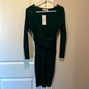 Green sweater dress - bodycon
